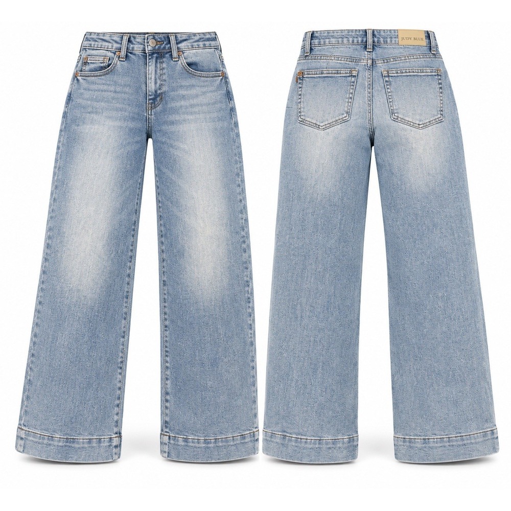 Judy Blue Jeans Womens 7/28x26 ankle Wide Leg Highrise Stretch Boho USA